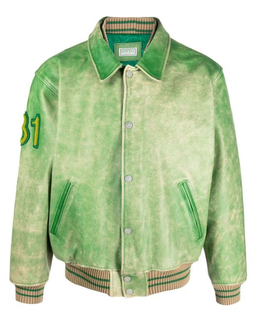 Guess Green Calf Leather Jacket for men