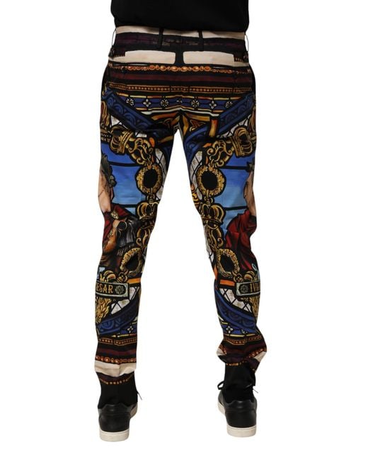 Dolce & Gabbana Black Julias Ceasar Print Tapered Pants Co+03 for men