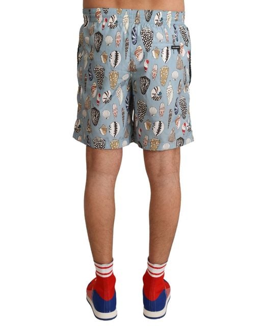 Dolce & Gabbana White Seashell Beachwear Swimwear Shorts Polyester for men