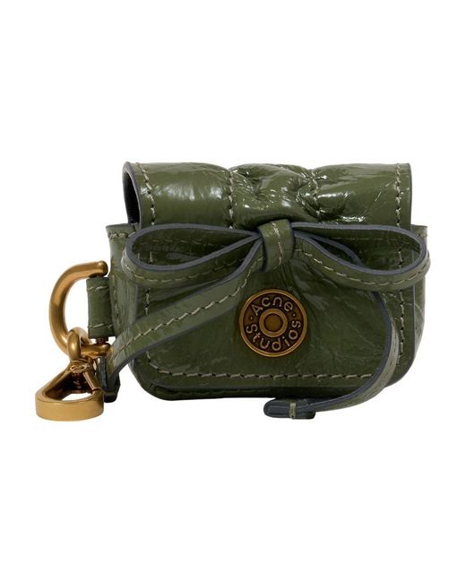 Acne Green Acne Studios Crinkled Patent Calfskin Shoulder Bag