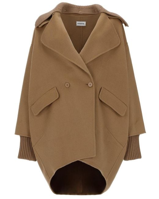 P.A.R.O.S.H. Brown Wool Coat Trench & Raincoats