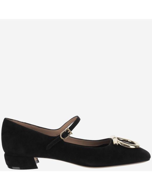 Ferragamo Black Leather Ballerinas