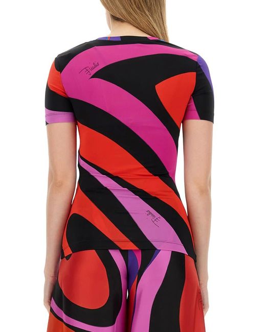 Emilio Pucci Red Marble Print T-Shirt