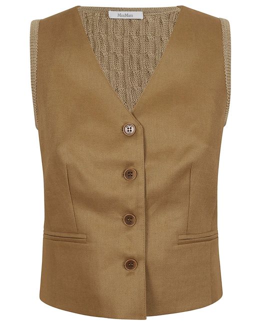 Max Mara Brown Gilet Calibri Lino
