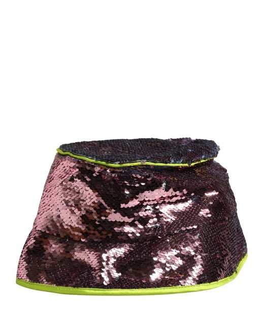 Dolce & Gabbana Red Sequined Bucket Fisherman Capello Hat Cotton Polyethylene Silk for men