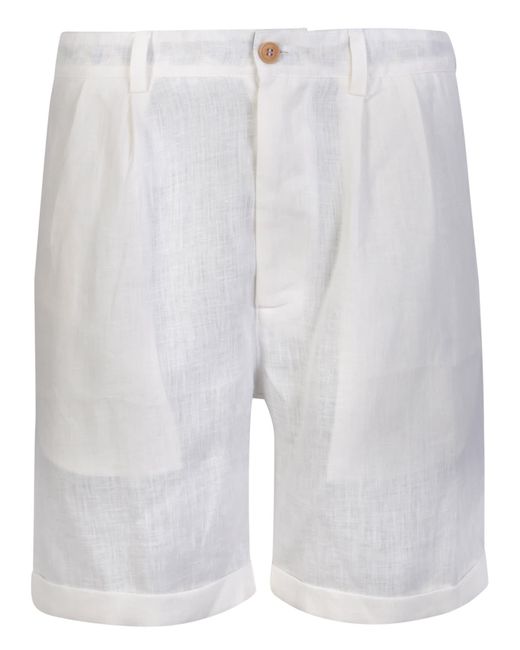 Peninsula White Marzamemi Linen Shorts for men