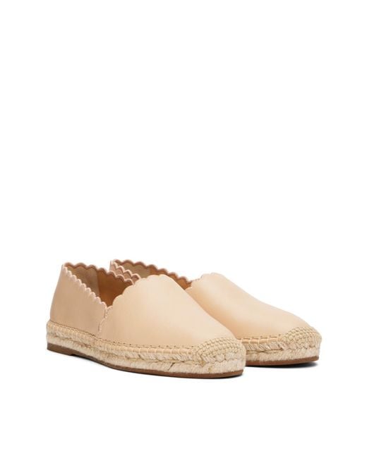 Chloé Natural Pary Scalloped Espadrilles Shoes Flats