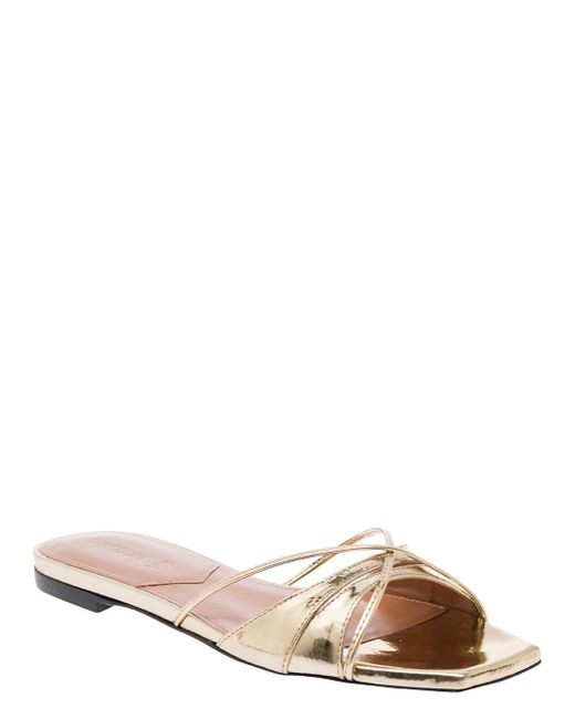 D'Accori Metallic Lust-Colored Flat Sandals With Criss-Cross Straps