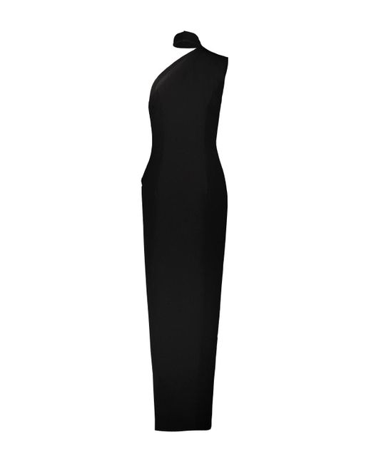 Monot Black Asymmetric Shoulder Dress Clothing