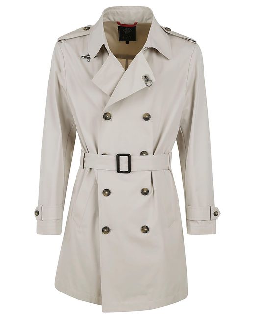 Fay White Belted Double-Breasted Trench for men