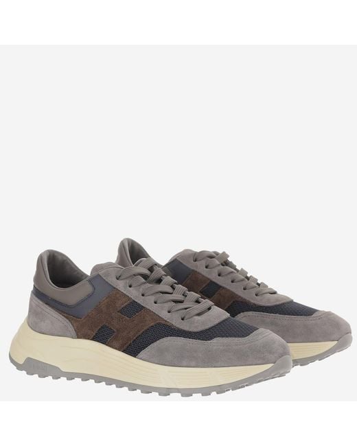 Hogan Gray Sneakers Hyperlight Leather-Mesh Leather And Mesh Trainers for men