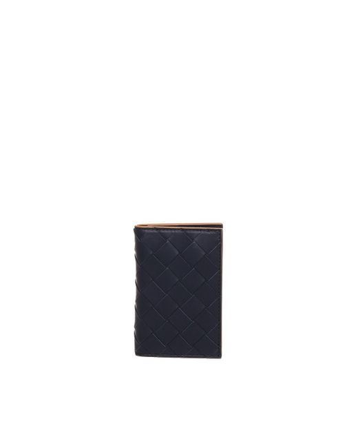 Bottega Veneta Blue Card Holder With Woven Flap for men