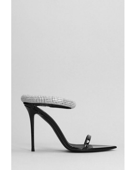 Giuseppe Zanotti White Sandals In Black Leather