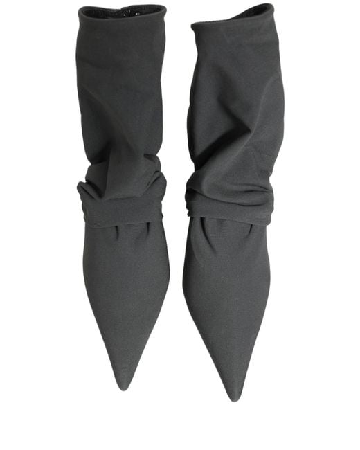 Dolce & Gabbana Gray Stretch Socks Heels Ankle Boots Shoes