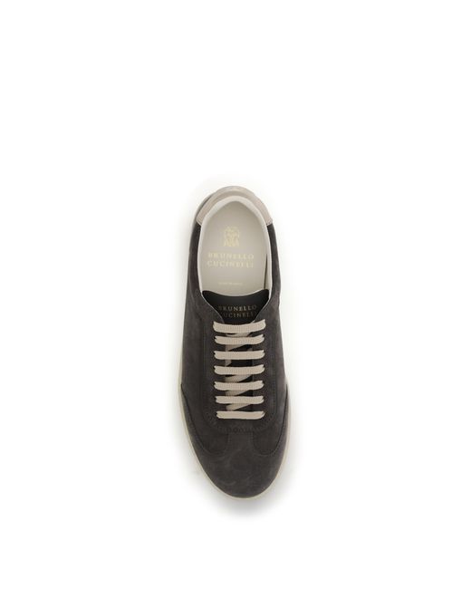 Brunello Cucinelli White Suede Sneakers Upper: Calf Leather Trainers for men