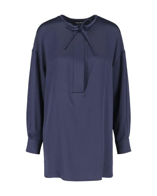 Giorgio Armani Blue Denim V-Neck Metallic Button Jacket