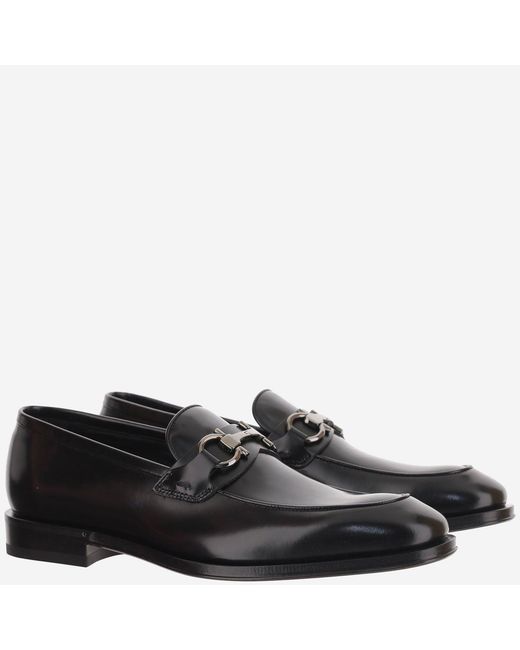 Ferragamo Black Leather Loafers Calf for men