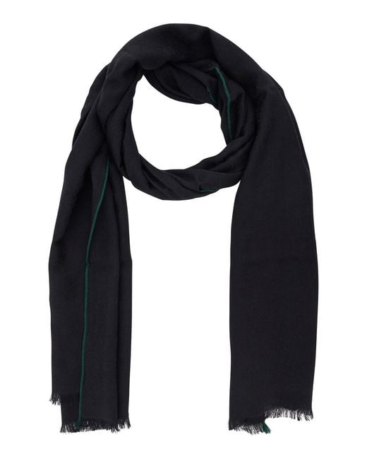 Gucci Black Scarf Wool-Silk Wool Silk for men