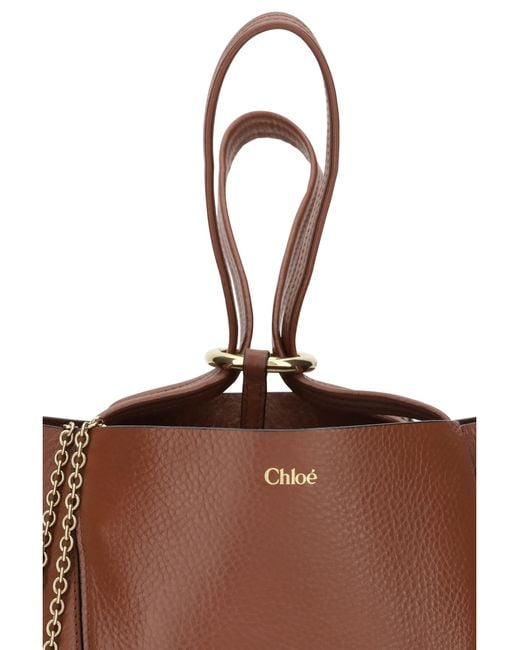 Chloé Brown Shoulder Bag Spin Calf Leather