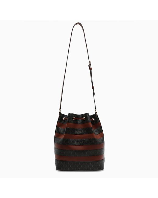 Saint Laurent Black Jacquard Leather Seau Medium Bucket Bag