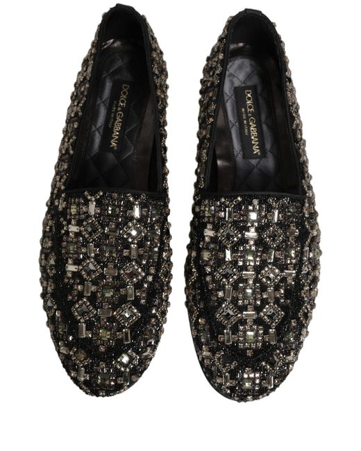 Dolce & Gabbana Black Leather Logo Slip On Loafers Shoes for men