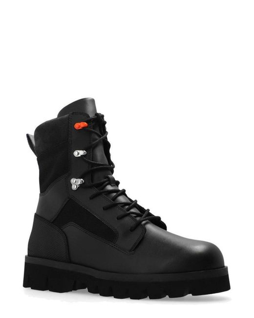 Heron Preston Black Military Lace-up Ankle Boots for men