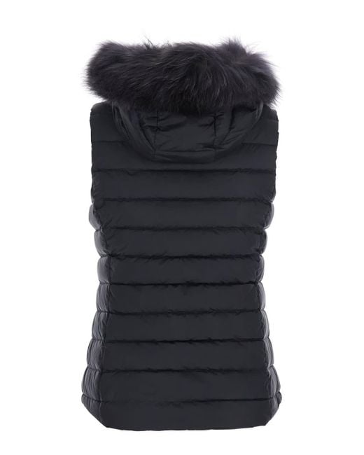 Tatras Black Sleeveless Vest With Fur Hood