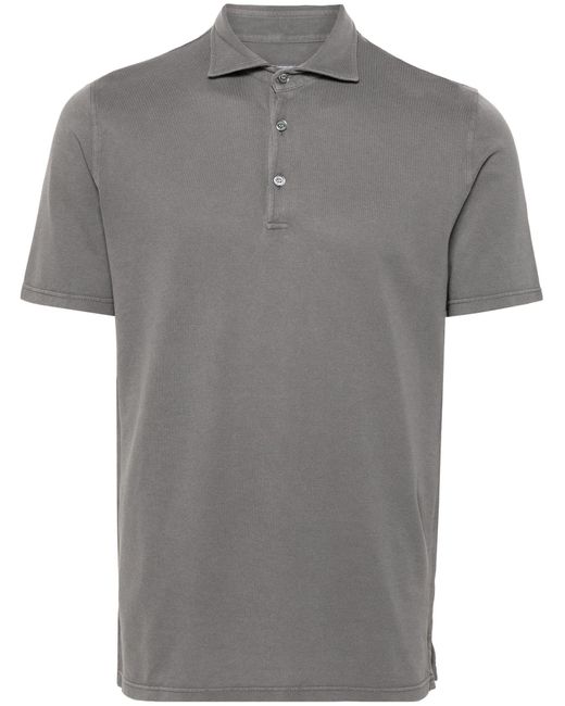 Fedeli Gray Cotton Polo Shirt for men