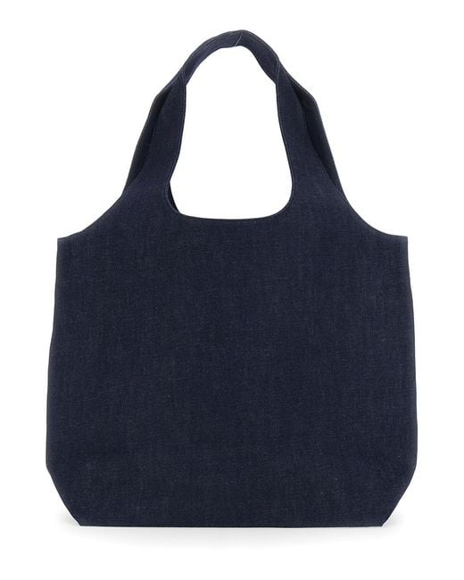 A.P.C. Blue 'Ninon' Shoulder Bag With Two Top Handles And Logo Lettering On The Front for men
