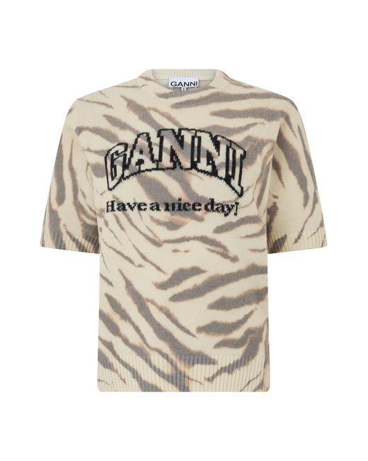 Ganni White Wool T-Shirt T-Shirts & Jerseys