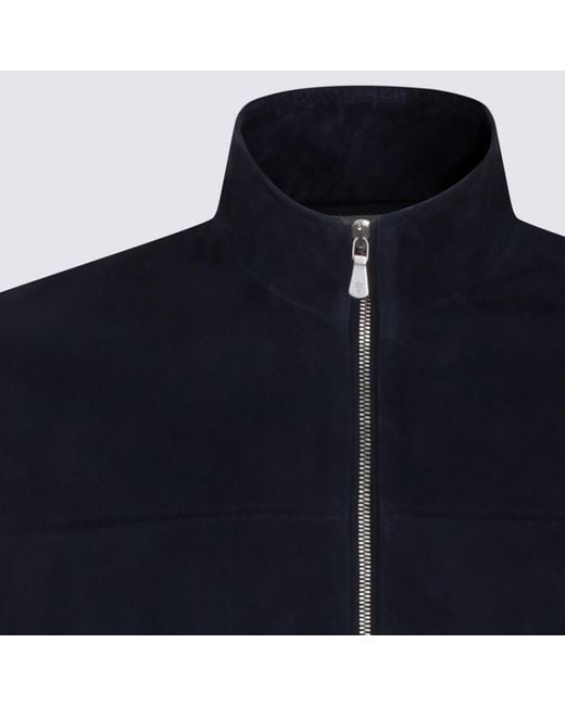 Eleventy Blue Leather Jacket for men