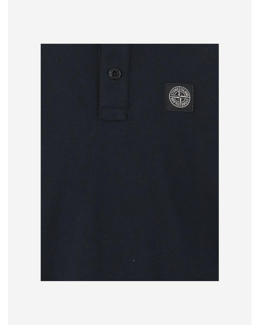 Stone Island Blue Cotton Polo Shirt With Logo for men