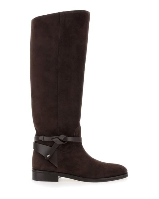 Jimmy Choo Brown 'Lawton' Knee-High Boots With Knotted Detail