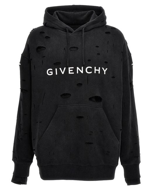 Givenchy Black Logo Hole Hoodie Sweatshirt for men