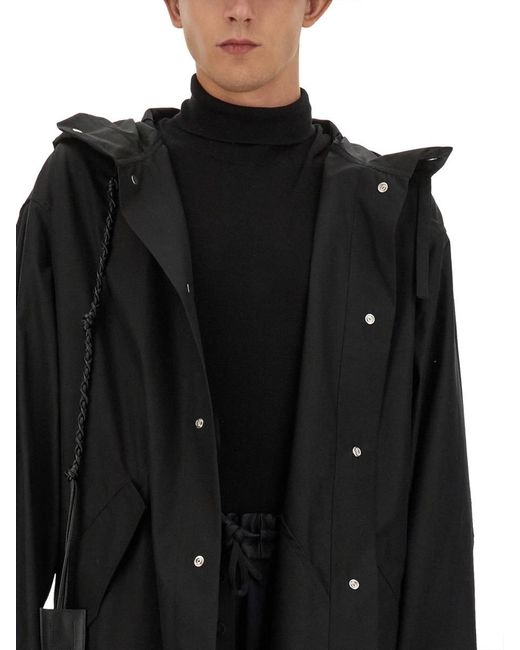Jil Sander Black Parka With Logo Cotton Trench & Raincoats for men