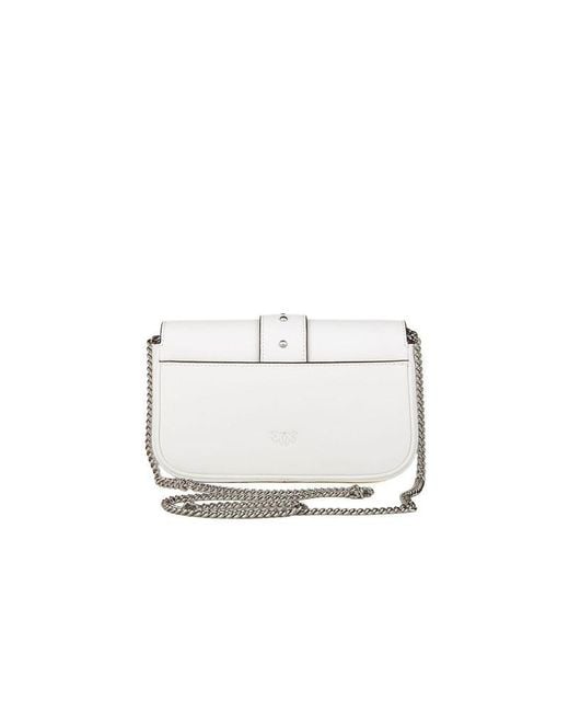 Pinko White Shoulder Bag Calf Leather Shoulder-Bags