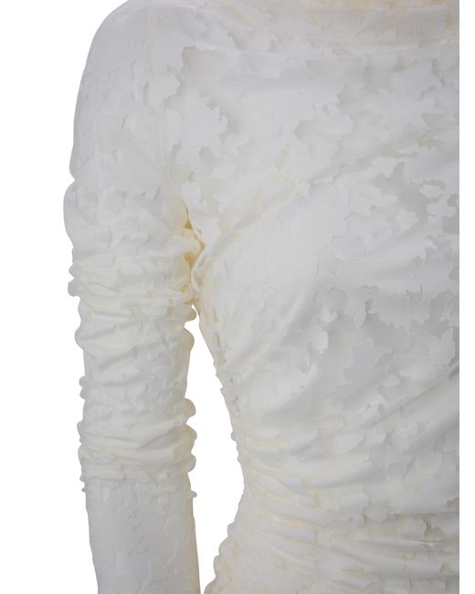Philosophy Di Lorenzo Serafini White Floral-Appliqué Asymmetric Maxi Dress
