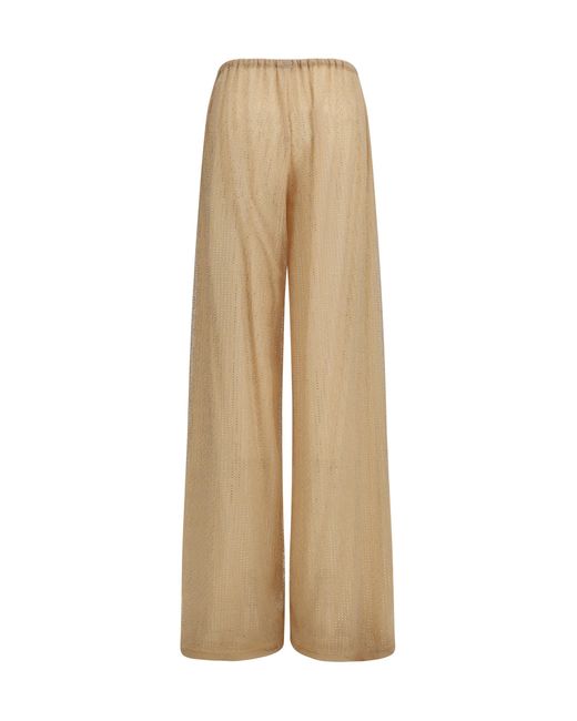 Ermanno Scervino Natural Pants With Strass Polyester; Polyamide