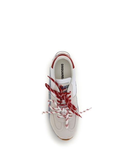 DSquared² White Sneakers Calf Leather-Denim- Trainers for men