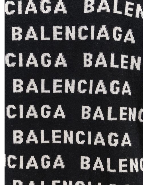 Balenciaga Black Allover Logo Wool Cardigan for men