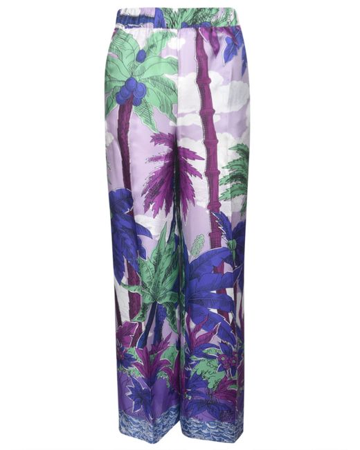 P.A.R.O.S.H. Purple Tropical Print Trousers