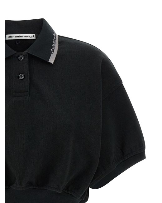 T By Alexander Wang Black Intarsia Collar Polo Shirt