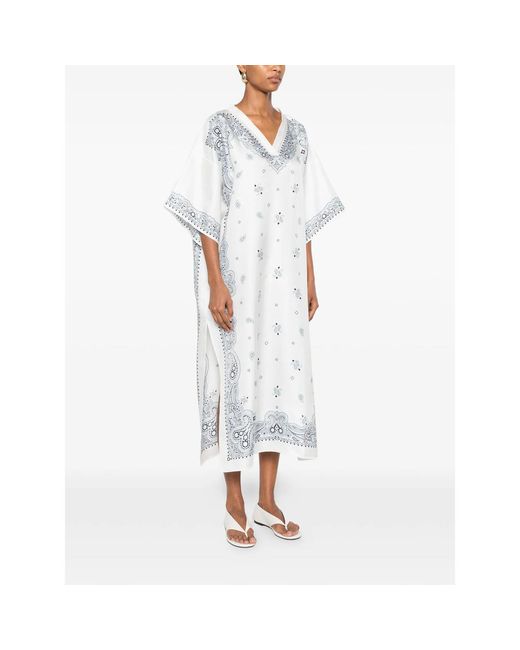Ferragamo White Cape Silk Day Dresses