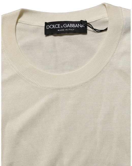 Dolce & Gabbana Natural 3-4 Sleeves Crewneck Pullover Sweater Silk Clothing