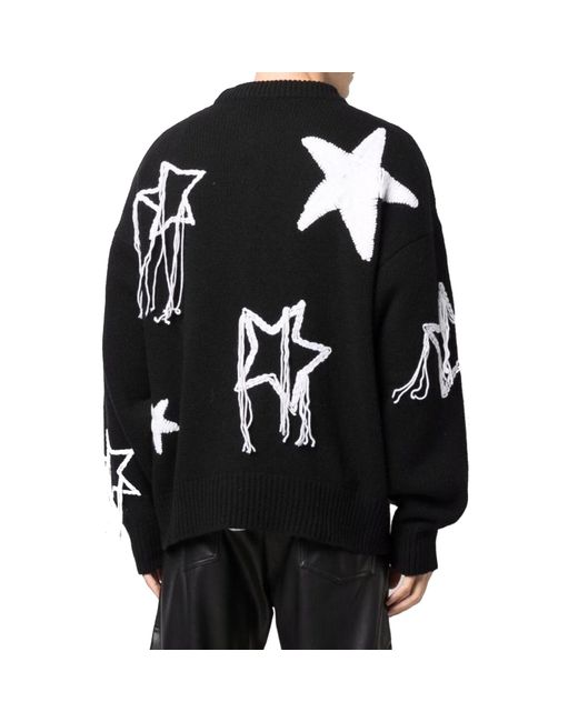 Palm Angels Black Wool Star-embellished Sweater for men