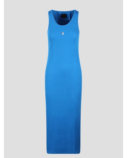 Givenchy Blue Logo-plaque Ribbed Stretch-cotton Tank Maxi Dress