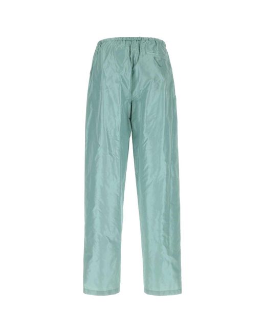 Prada Green Light-blue Silk Pant Lightblue for men