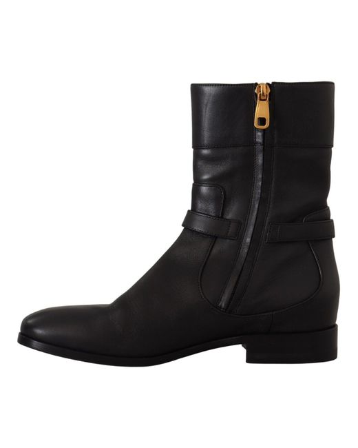 Dolce & Gabbana Black Elegant Leather Biker Boots
