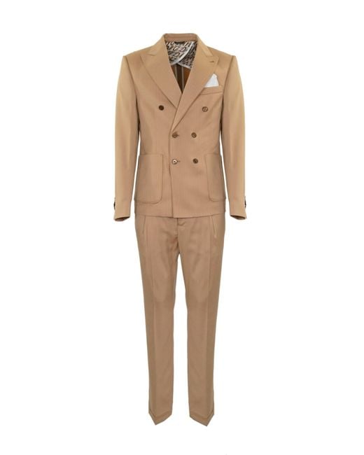 Daniele Alessandrini Natural Camel Double-Breasted Suit for men