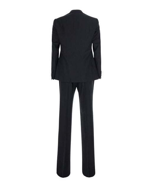 Emporio Armani Black Tuxedo Two-Piece Wool Suits for men
